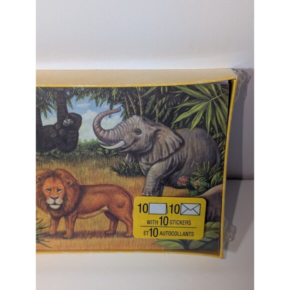 Vintage Hallmark Jungle Animals Stationery Set 10 Notes Envelopes Stickers NIB - Picture 3 of 11